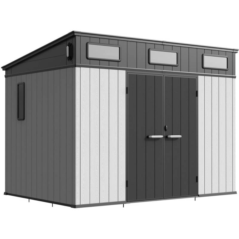 Jobu - Abri de jardin 6m² en polypropylène gris avec plancher et toit incliné Jôbu Docker - Image 3