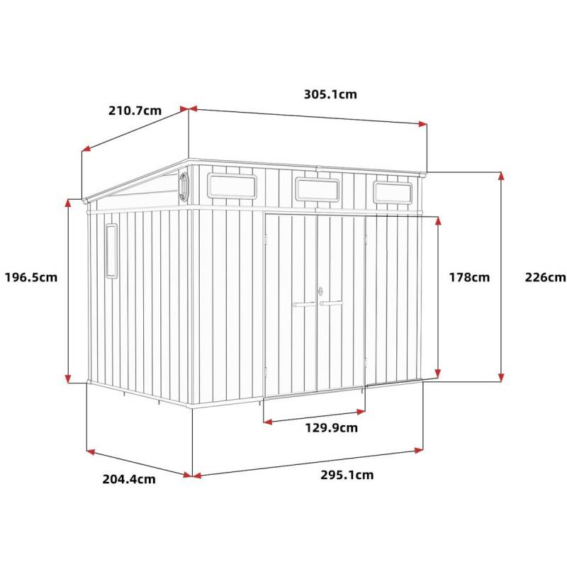 Jobu - Abri de jardin 6m² en polypropylène gris avec plancher et toit incliné Jôbu Docker - Image 4