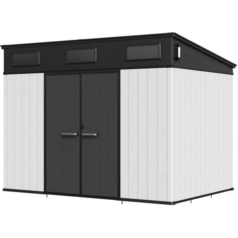 Jobu - Abri de jardin 6m² en polypropylène gris avec plancher et toit incliné Jôbu Docker - Image 5