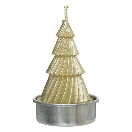 Lot de 4 Bougies de Noël déco Sapin doré pailleté - Image 2