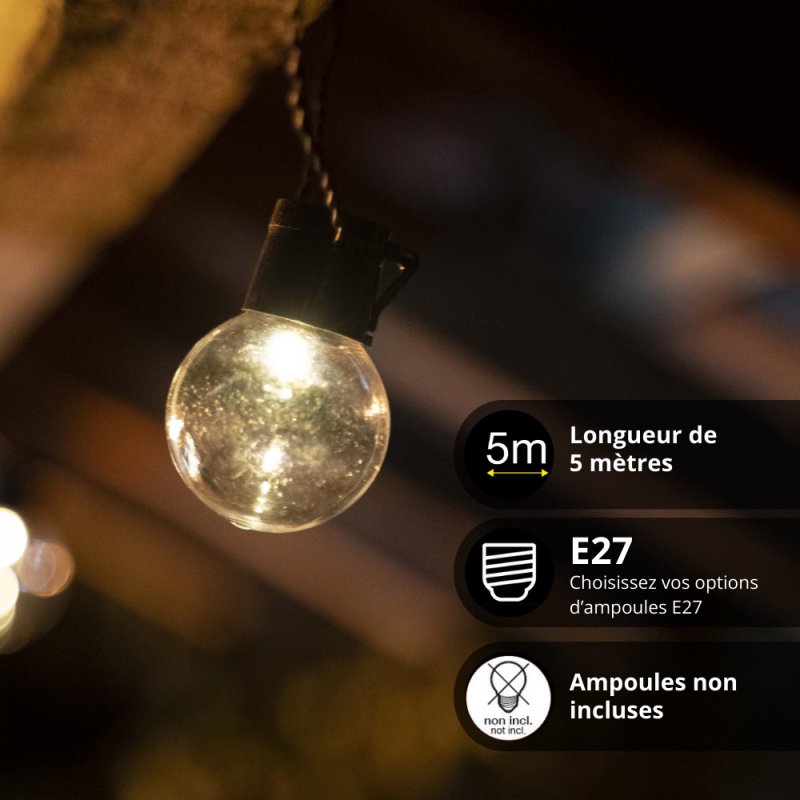 Xanlite - Guirlande LED 10M extensible, 10 douilles, compatible ampoules E27 (non incluses) - GRL10230VB - Image 3
