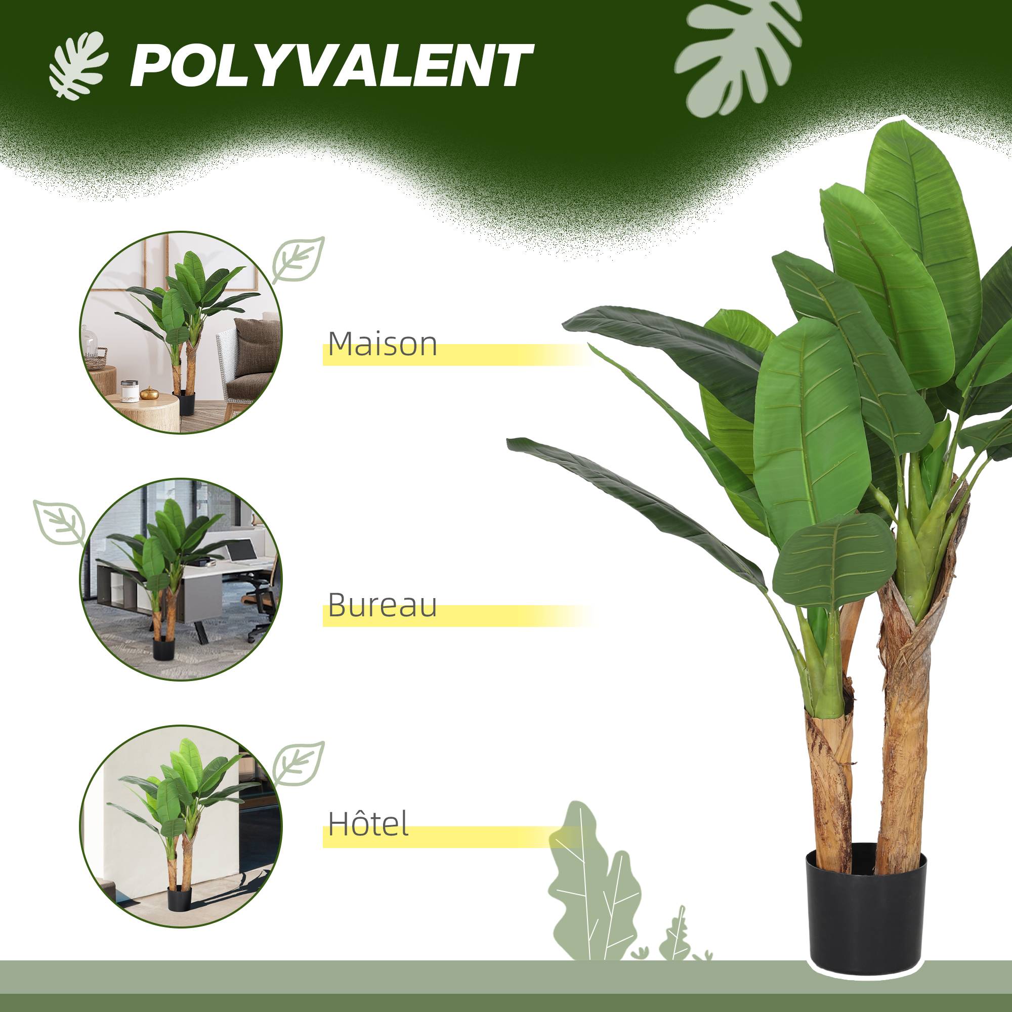 Plante artificielle intérieure 120 cm bananier en pot décoration pour maison, bureau, salon, chambre - Image 7
