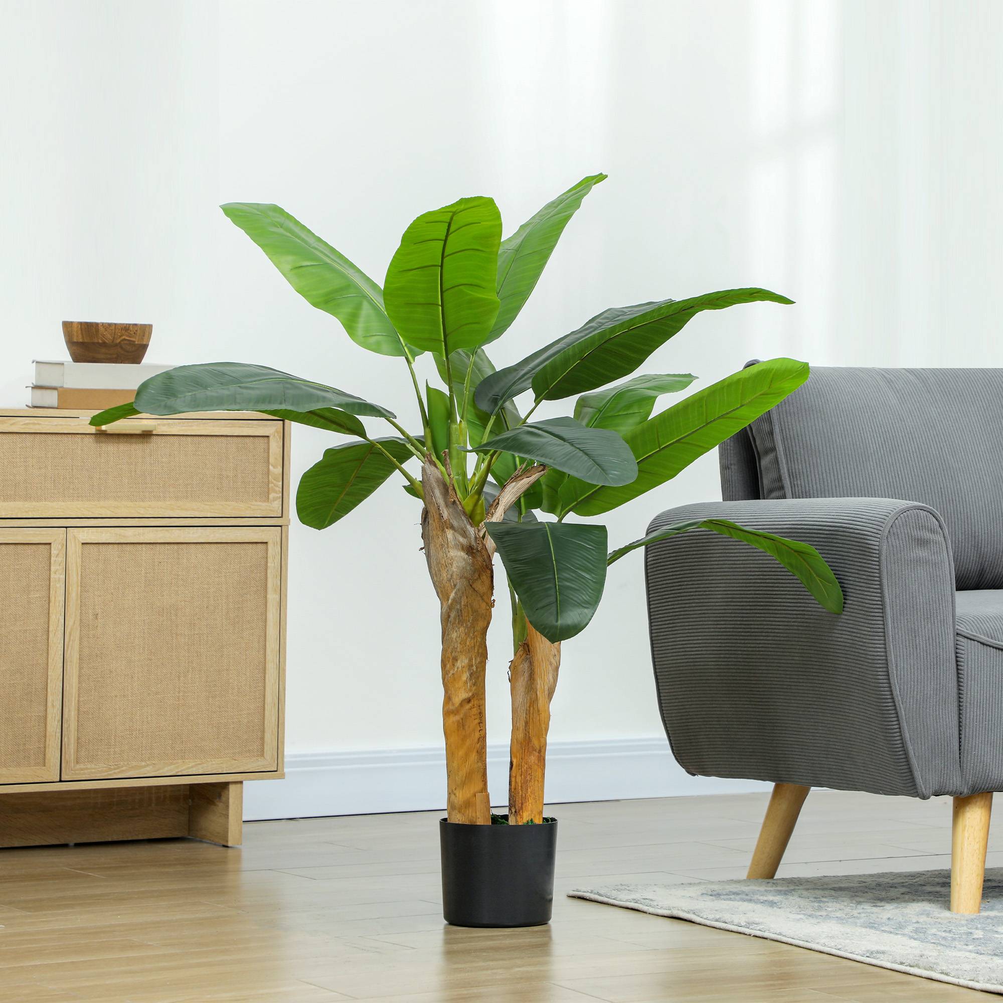 Plante artificielle intérieure 120 cm bananier en pot décoration pour maison, bureau, salon, chambre - Image 4