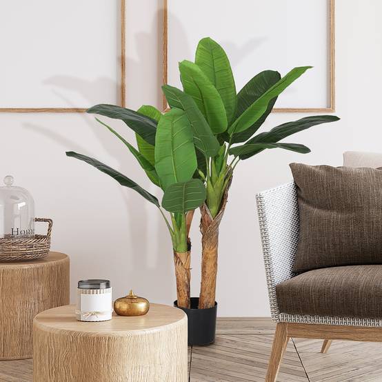 Plante artificielle intérieure 120 cm bananier en pot décoration pour maison, bureau, salon, chambre - Image 3