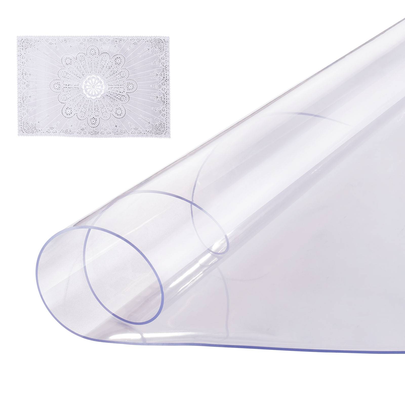 VEVOR Protection table PVC transparent, 48x48", 2.0mm, ronde, imperméable, bureau, salle à manger. - Image 1