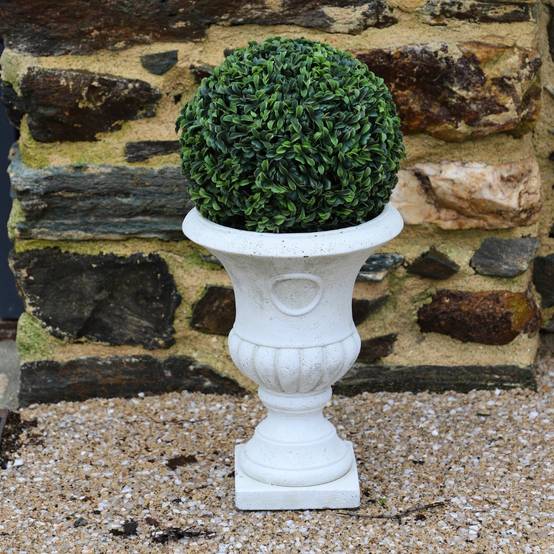 Chemin De Campagne - Vase médicis jardin en béton blanc 22 x 29.5 cm Chemin de campagne - Imagen 2