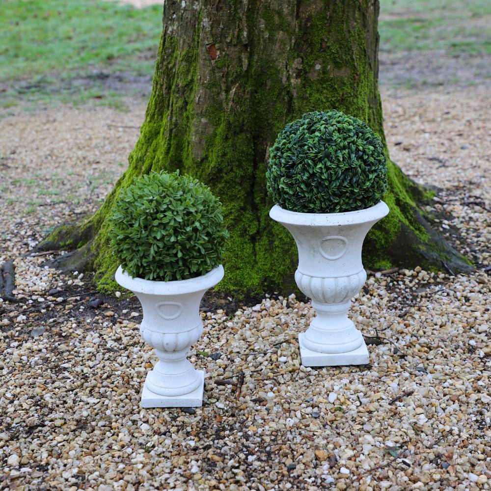 Chemin De Campagne - Vase médicis jardin en béton blanc 22 x 29.5 cm Chemin de campagne - Imagen 5