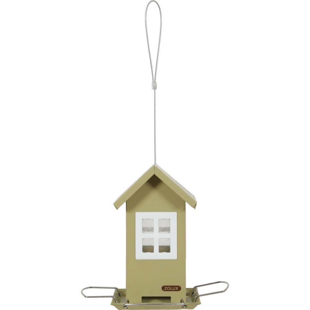Mangeoire maisonnette vert 4 fenêtres, pour graines oiseaux. - Imagen 2