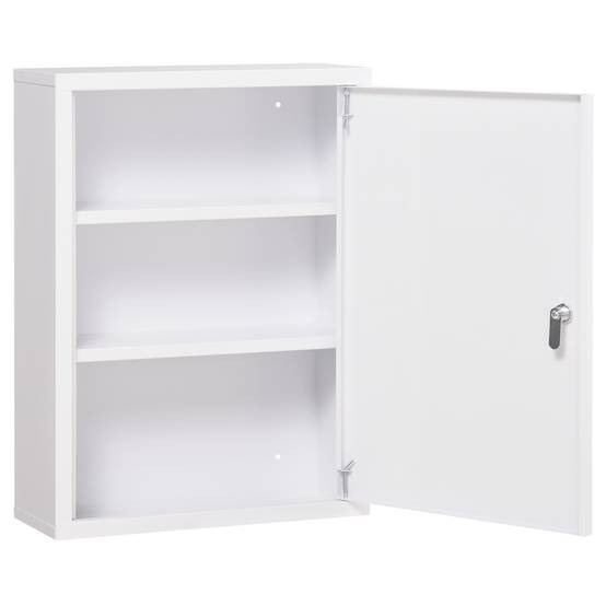 Sans Marque - Armoire pharmacie 3 étagères serrure 2 clés acier 40x15x53,5 cm blanche - Image 2