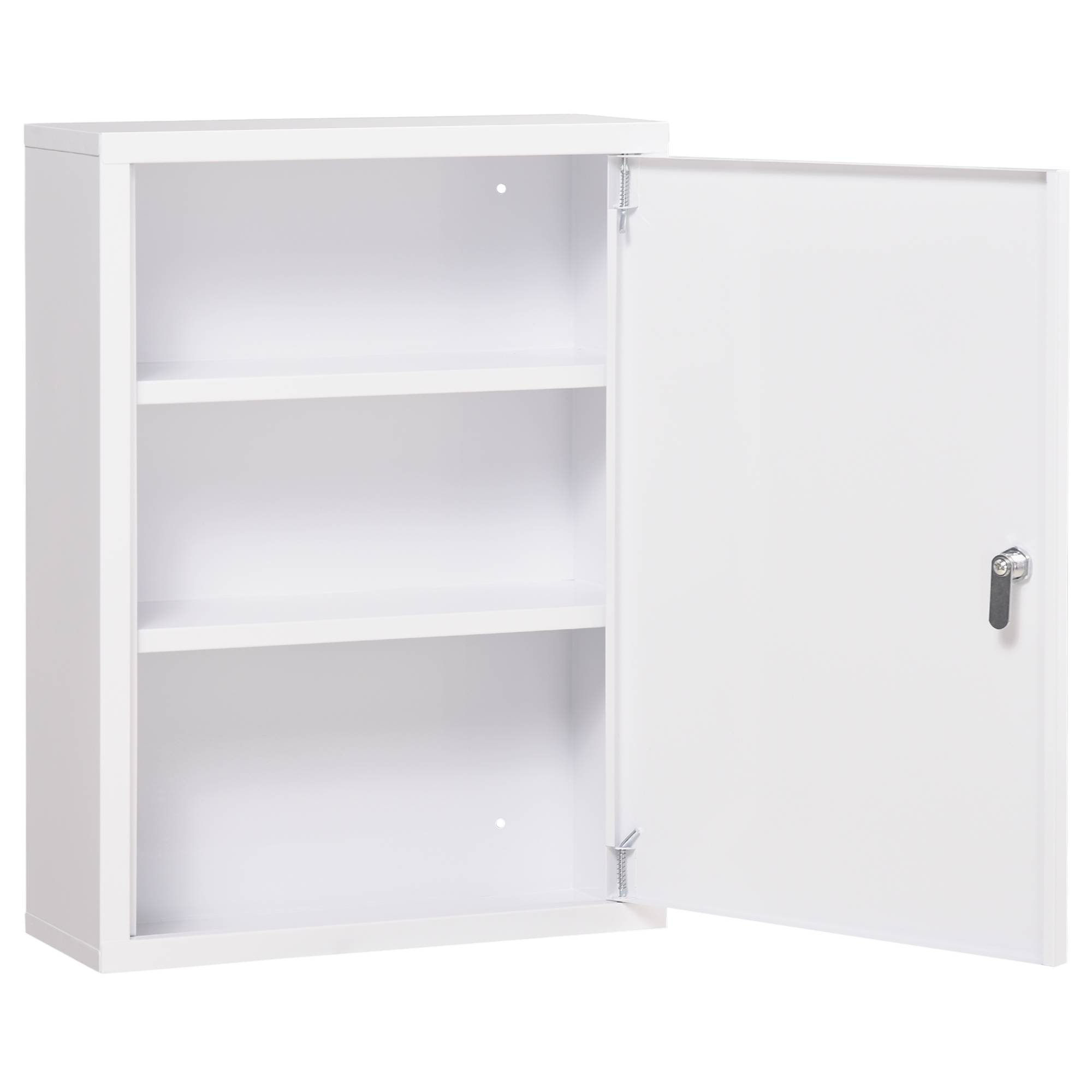 Sans Marque - Armoire pharmacie 3 étagères serrure 2 clés acier 40x15x53,5 cm blanche - Image 2