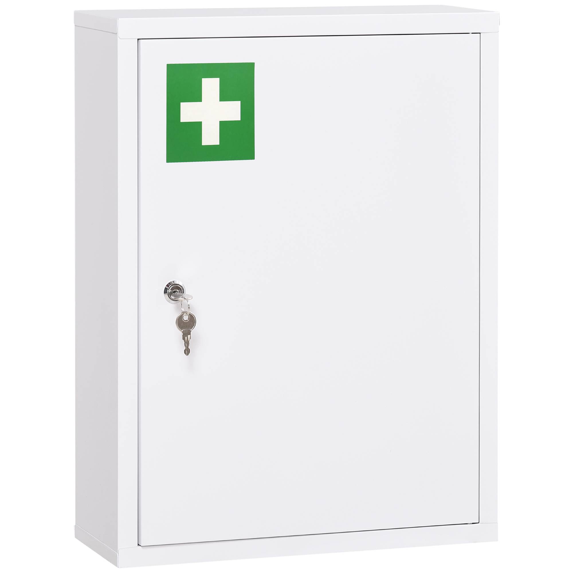 Sans Marque - Armoire pharmacie 3 étagères serrure 2 clés acier 40x15x53,5 cm blanche
