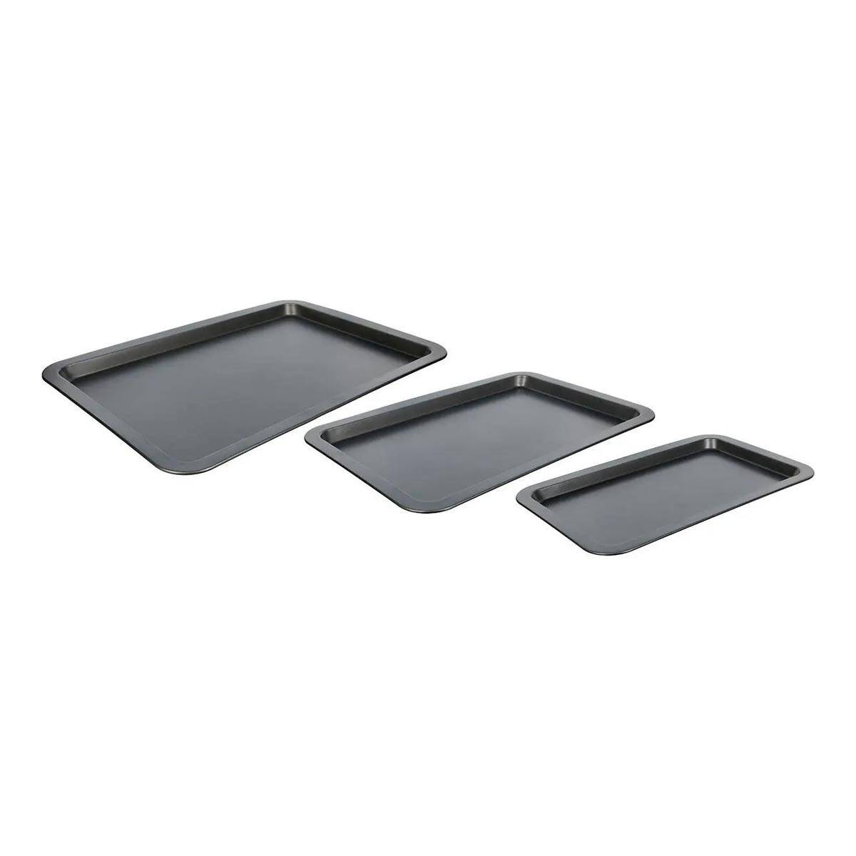 Lot de 3 Plaques de Cuisson "Steel" 48cm Gris - Image 1