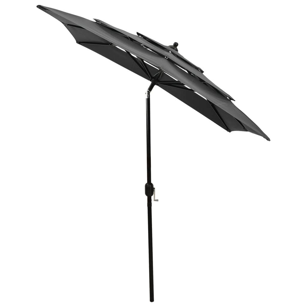 Helloshop26 - Parasol à 3 niveaux avec mât en aluminium 2 x 2 m anthracite - Imagen 3