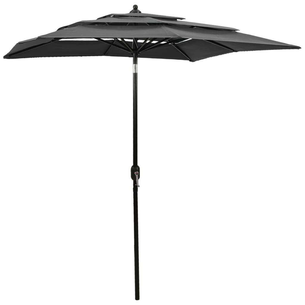 Helloshop26 - Parasol à 3 niveaux avec mât en aluminium 2 x 2 m anthracite - Imagen 1