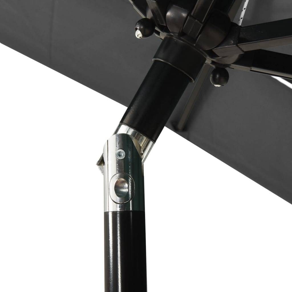 Helloshop26 - Parasol à 3 niveaux avec mât en aluminium 2 x 2 m anthracite - Imagen 5