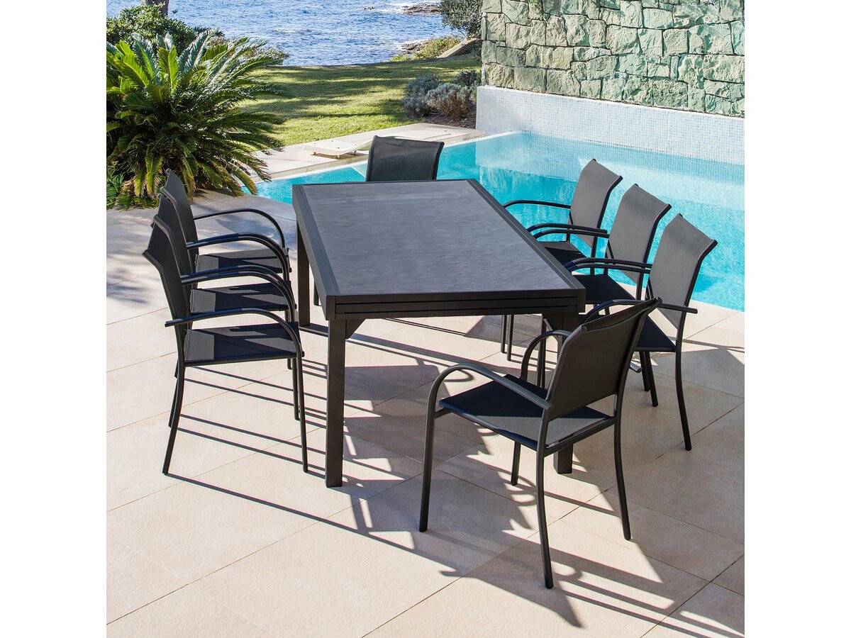 Table De Jardin En Aluminium Extensible "lagos" - 140/280 X 90 X 76 Cm - Noir -habitat Et Jardin - Image 2