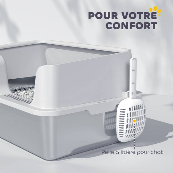 Bac à litière acier inoxydable intérieur rebords surélevés anti-fuite 60x40x28cm gris - ComfortXL Outdoor Living - Image 9