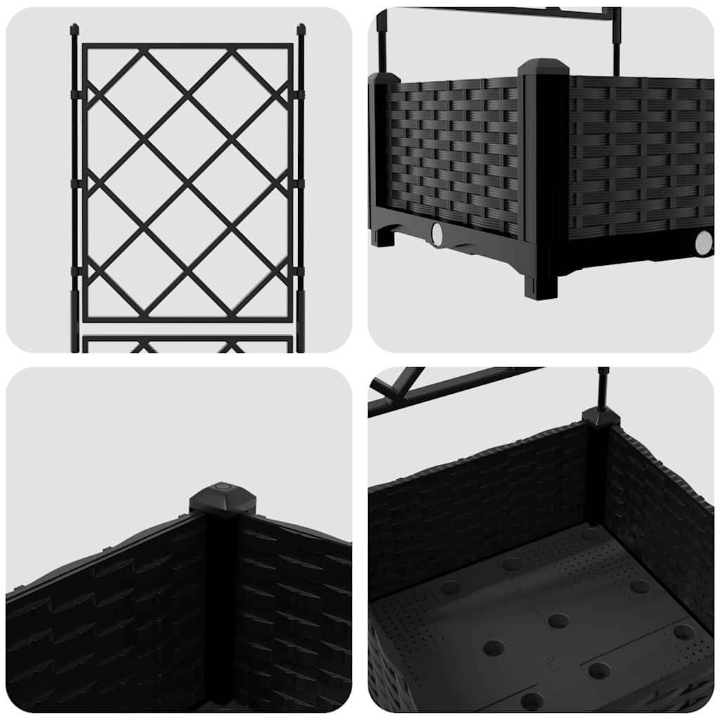 Cache-pot | Bac à fleurs de jardin Noir 40 x 40 x 125,5 cm Acier - Image 7
