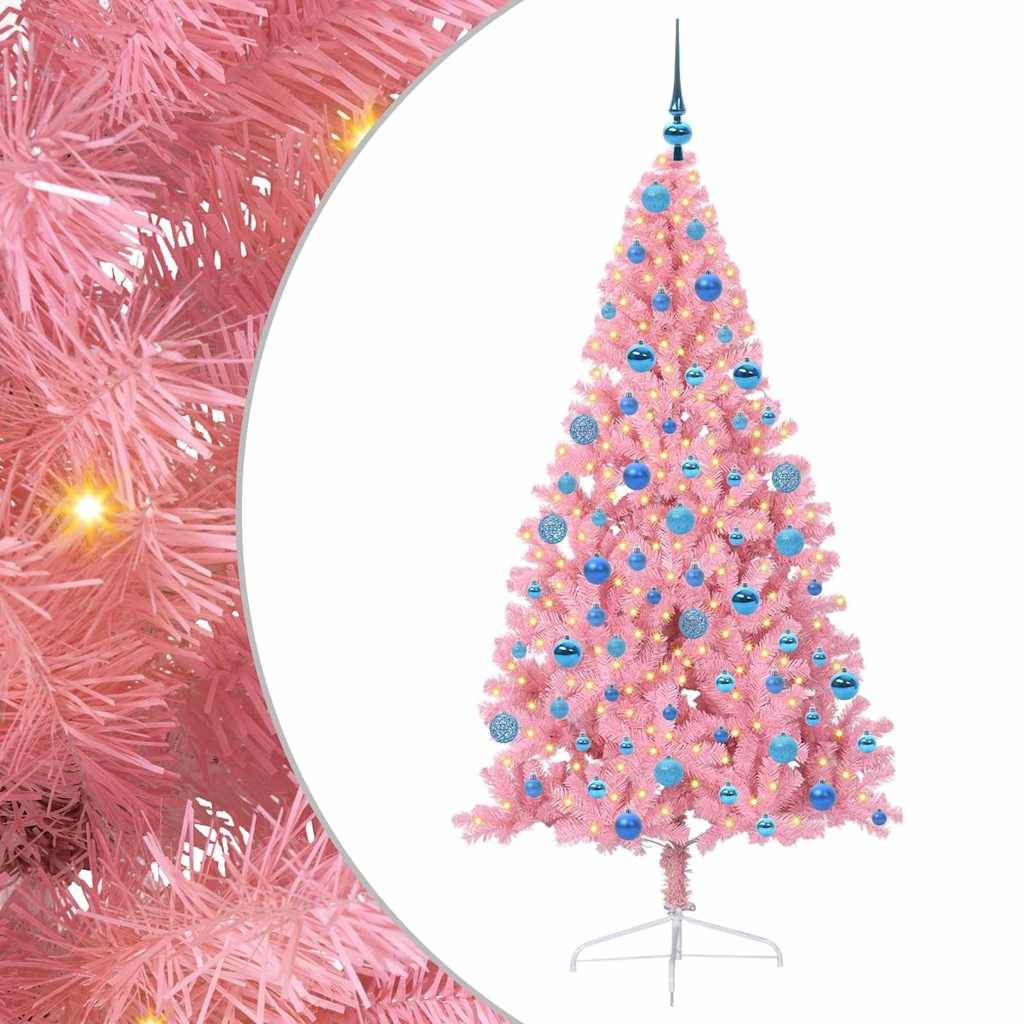 Vidaxl - Sapin de Noël artificiel pré-éclairé Rose 180 cm PVC vidaXL 3397083 - Image 2