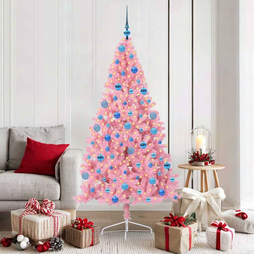 Vidaxl - Sapin de Noël artificiel pré-éclairé Rose 180 cm PVC vidaXL 3397083 - Image 1