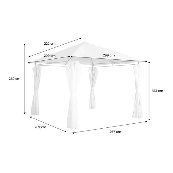Tonnelle 3x3 m - Elusa - Imitation bois. toile écru - Pergola avec rideaux. tente de jardin. barnum. chapiteau. réception | sweeek - Image 4