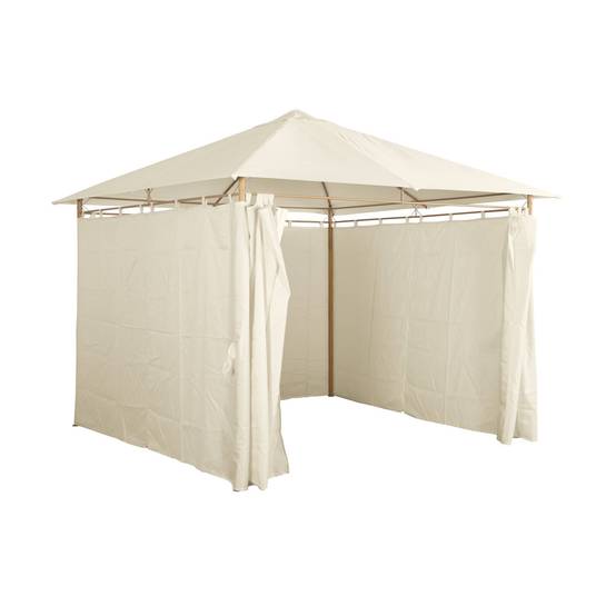 Tonnelle 3x3 m - Elusa - Imitation bois. toile écru - Pergola avec rideaux. tente de jardin. barnum. chapiteau. réception | sweeek - Image 3