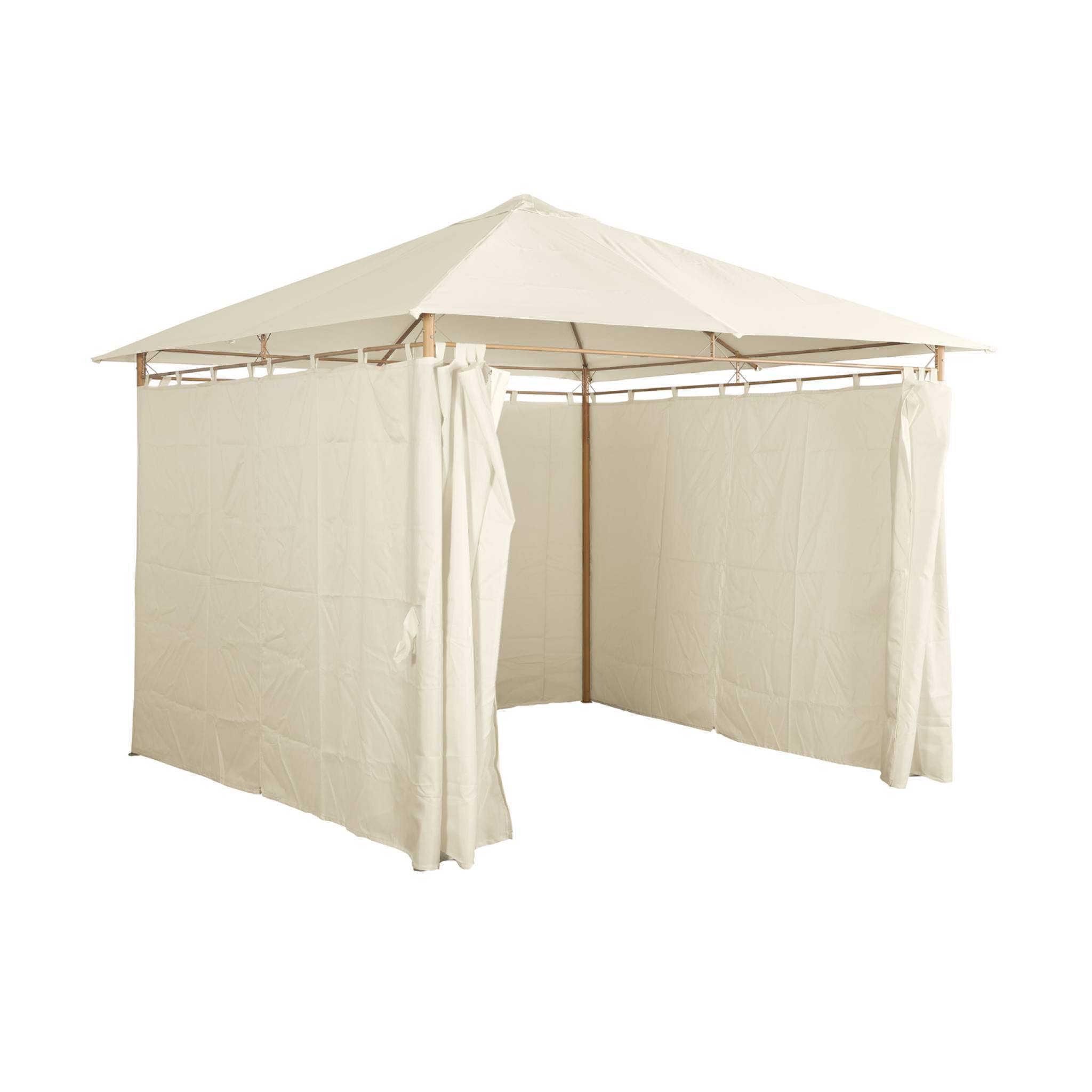 Tonnelle 3x3 m - Elusa -  Imitation bois. toile écru - Pergola avec rideaux. tente de jardin. barnum. chapiteau. réception | sweeek - Image 3