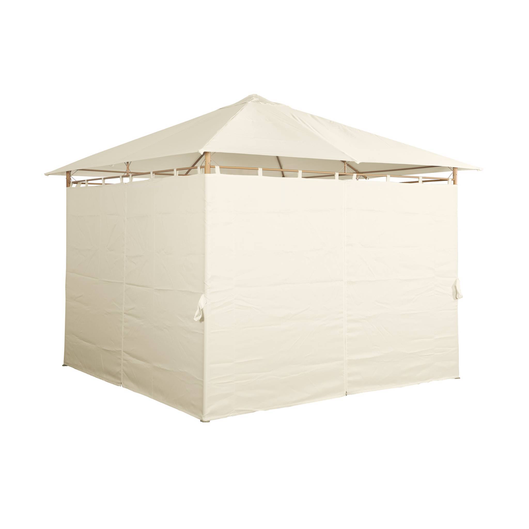 Tonnelle 3x3 m - Elusa -  Imitation bois. toile écru - Pergola avec rideaux. tente de jardin. barnum. chapiteau. réception | sweeek - Image 5
