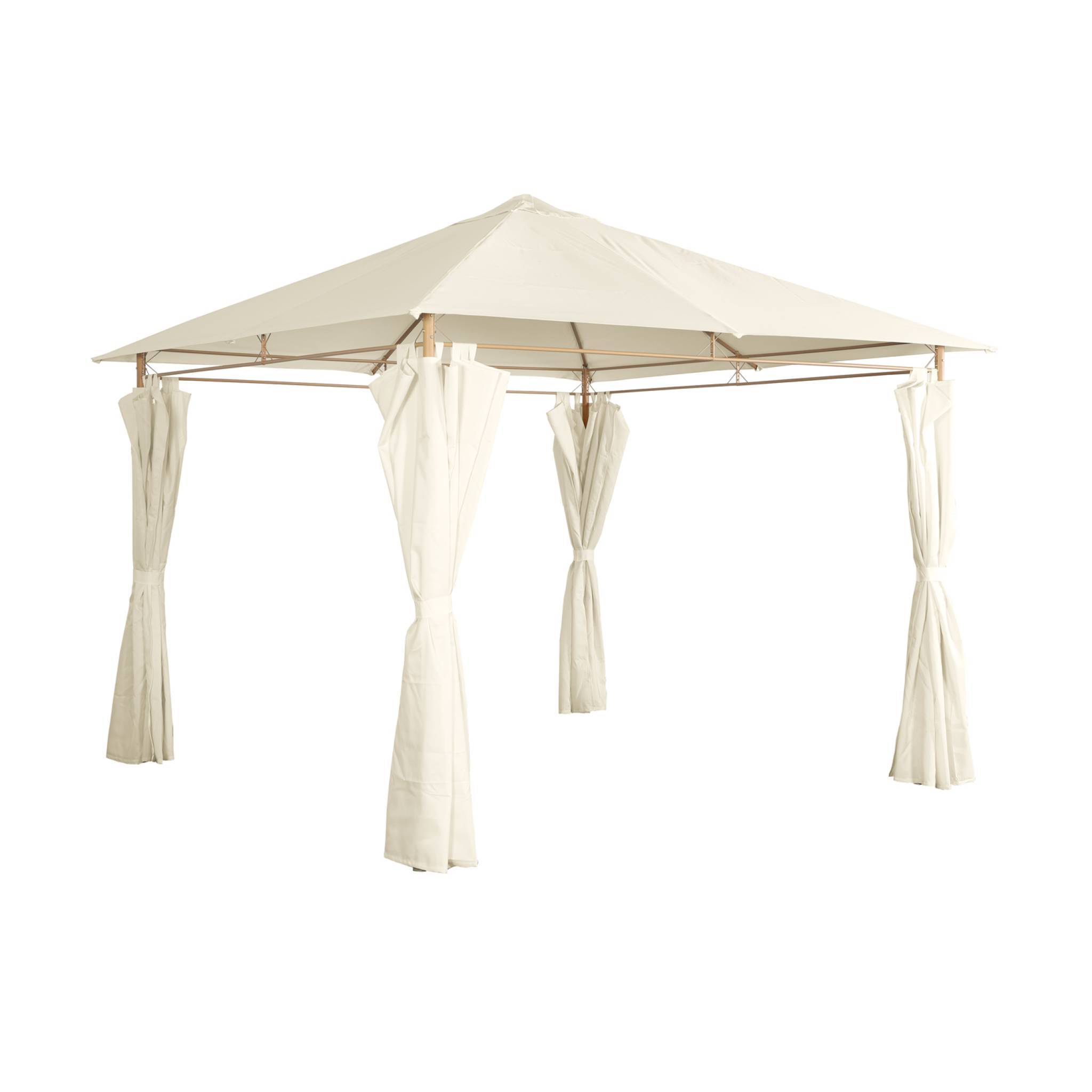 Tonnelle 3x3 m - Elusa -  Imitation bois. toile écru - Pergola avec rideaux. tente de jardin. barnum. chapiteau. réception | sweeek - Image 2