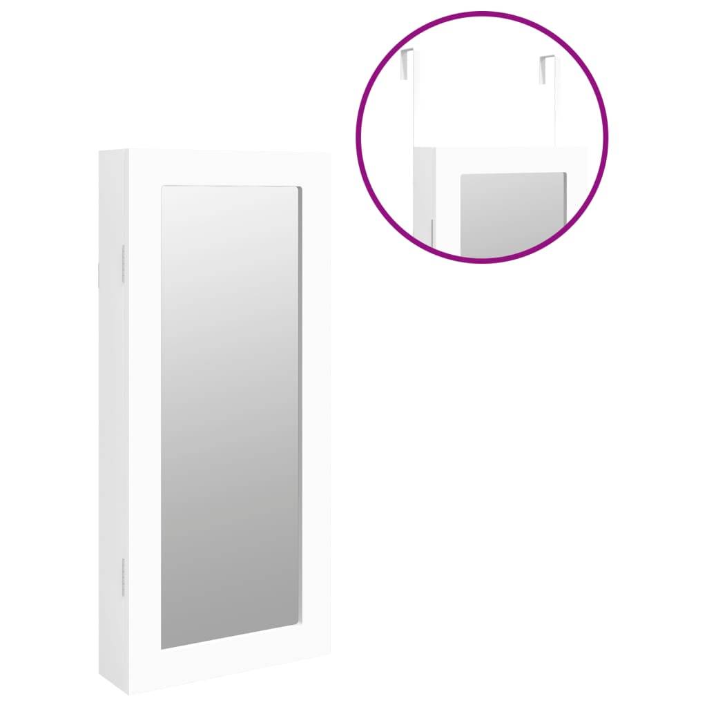 Maison Chic - Miroir Murale avec rangement - Armoire à bijoux avec miroir blanc 30x8,5x67 cm PC155 - Image 9