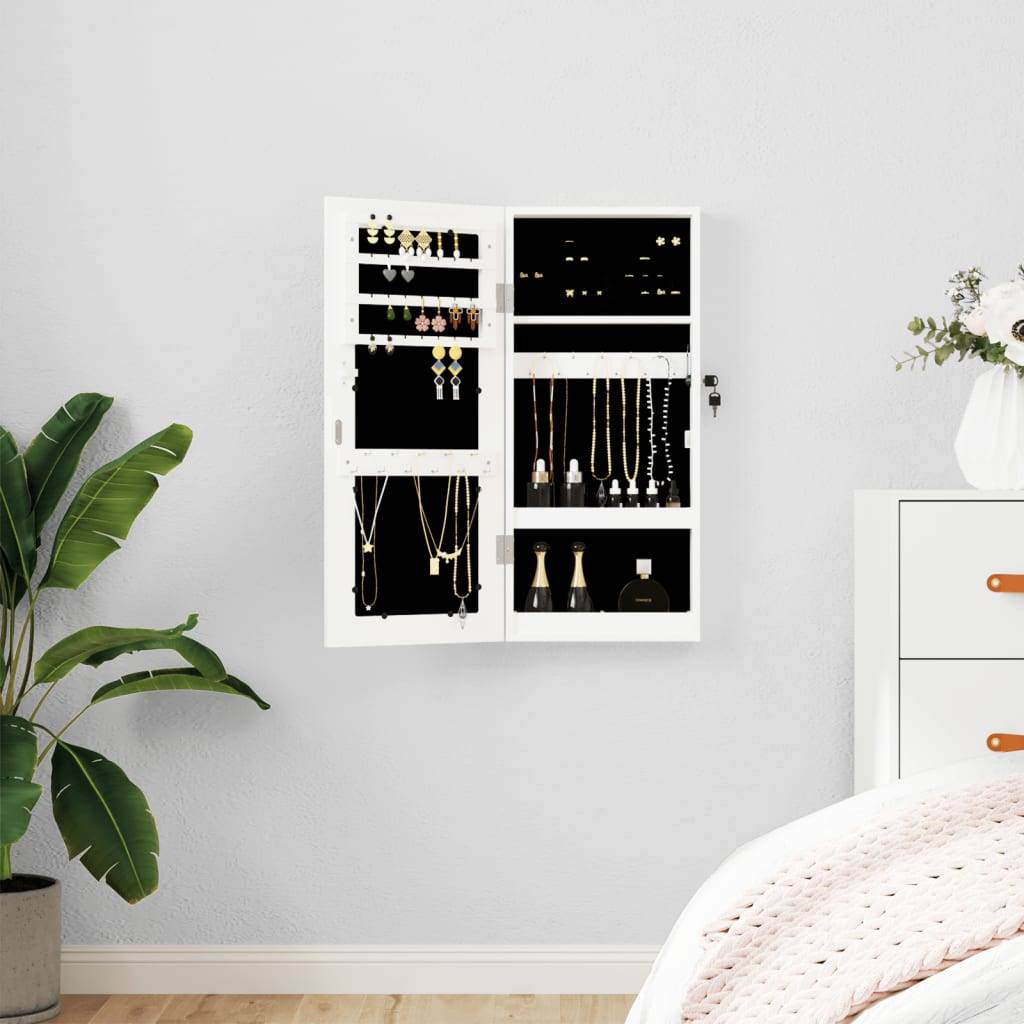 Maison Chic - Miroir Murale avec rangement - Armoire à bijoux avec miroir blanc 30x8,5x67 cm PC155 - Image 2