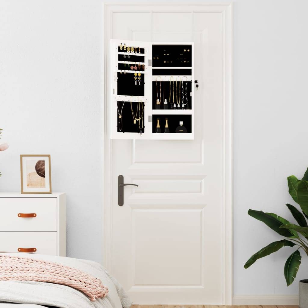 Maison Chic - Miroir Murale avec rangement - Armoire à bijoux avec miroir blanc 30x8,5x67 cm PC155 - Image 3