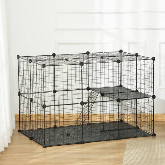 Enclos pour petits animaux métal noir 70 x 70 x 105 cm - PANGIVO - Image 3