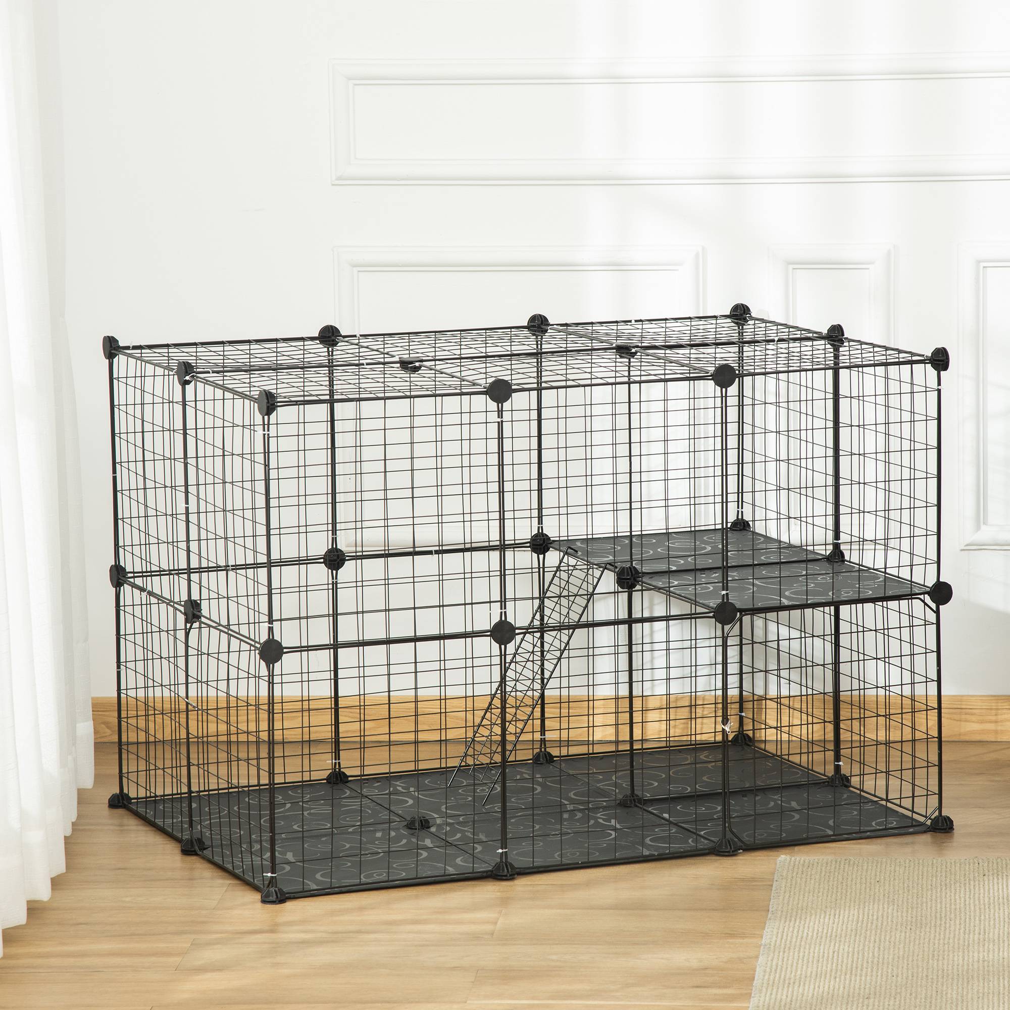 Enclos pour petits animaux métal noir 70 x 70 x 105 cm - PANGIVO - Image 3