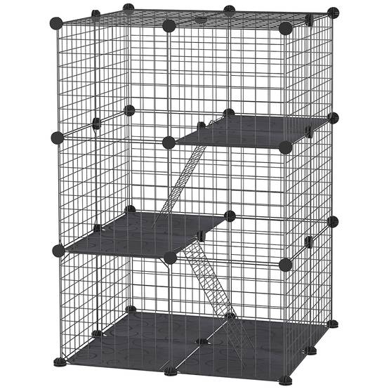 Enclos pour petits animaux métal noir 70 x 70 x 105 cm - PANGIVO - Image 2