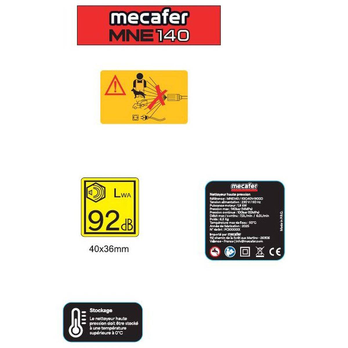 Mecafer - Nettoyeur haute pression électrique 80 bar, 1800 W avec canon à mousse et tuyau 5 m - MECAFER - Image 4