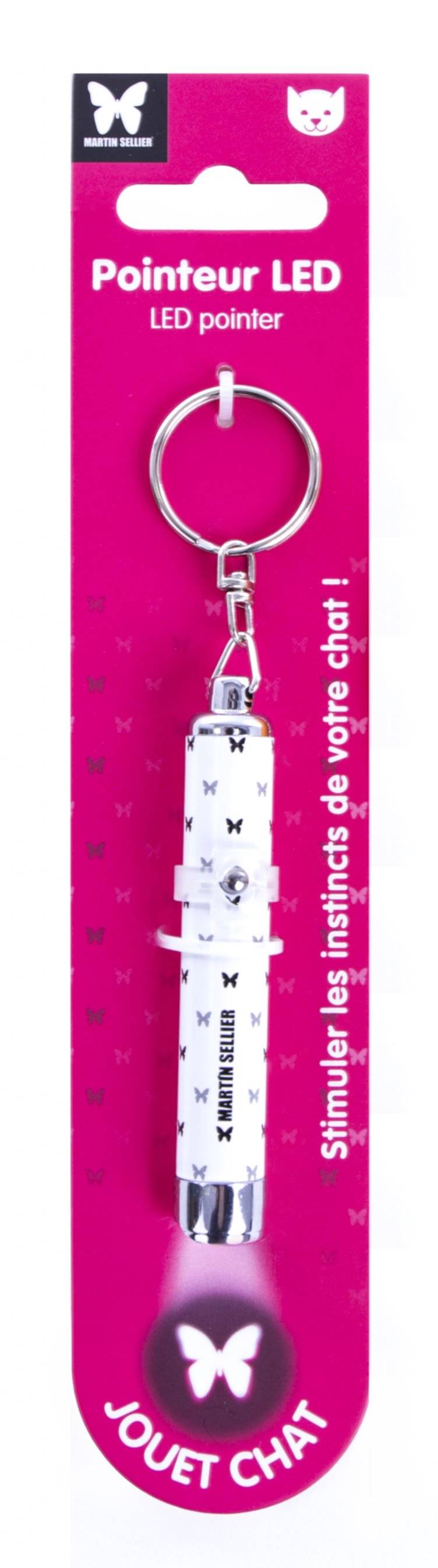 Martin Sellier - Puntero LED para gatos con forma de mariposa, blanco - MARTIN SELLIER
