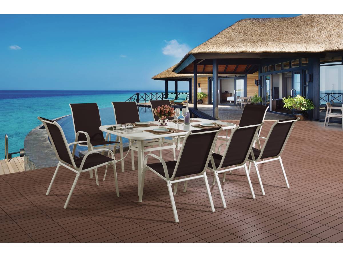 Habitat Et Jardin - Table Et Chaises De Jardin En Textilène "cordoba Xl 180" - Phoenix - 8 Places - Taupe -habitat Et Jardin - Imagen 2