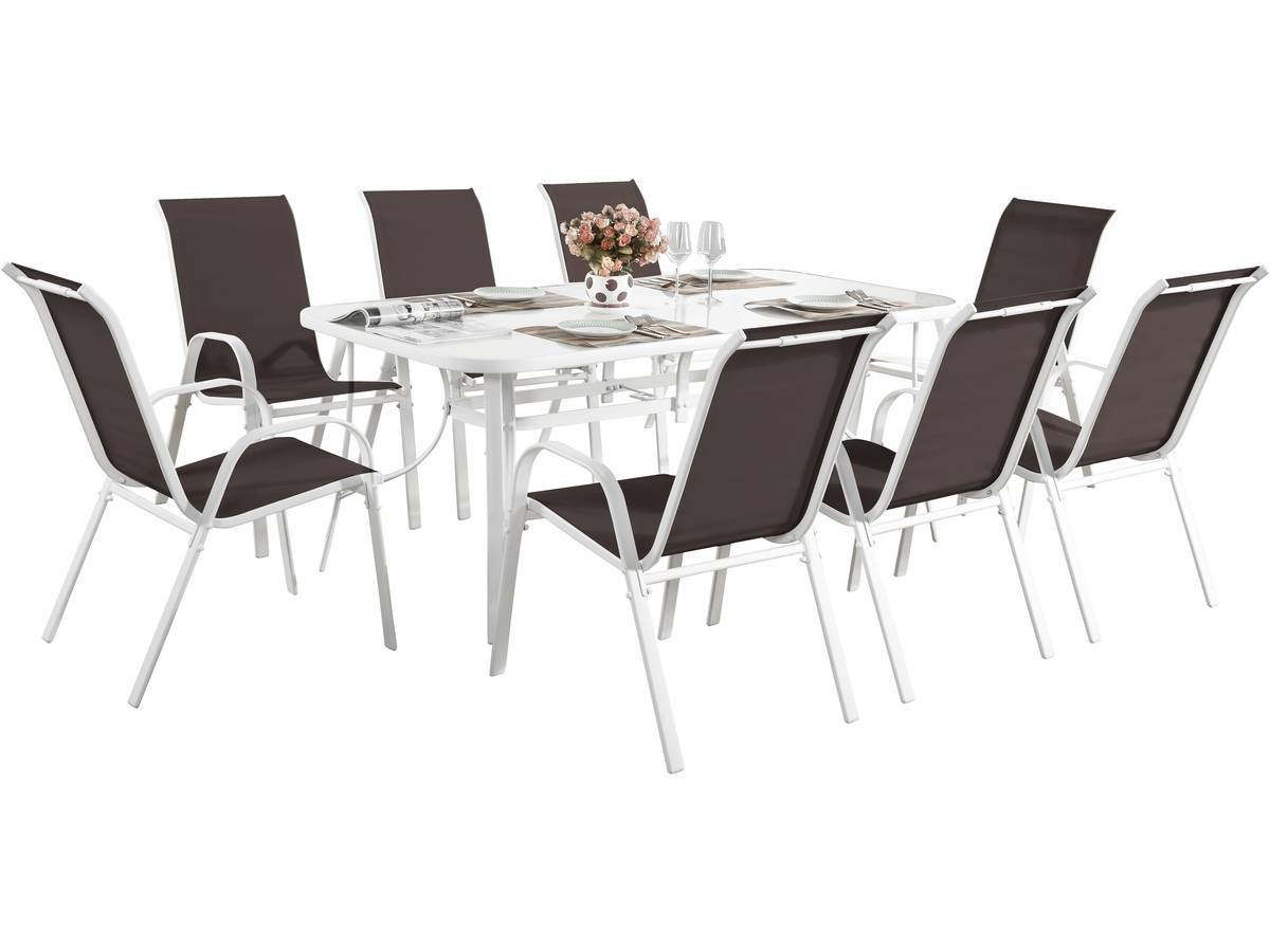 Habitat Et Jardin - Table Et Chaises De Jardin En Textilène "cordoba Xl 180" - Phoenix - 8 Places - Taupe -habitat Et Jardin - Imagen 1