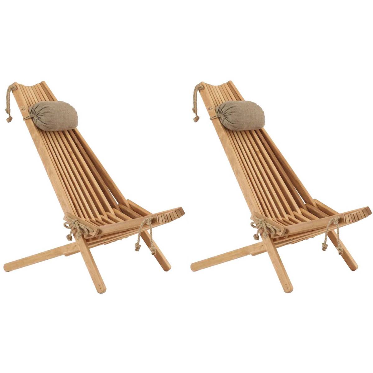 Ecofurn - Chilienne en bois EcoChair avec coussin (Lot de 2) Bois d'aulne - Imagen 1