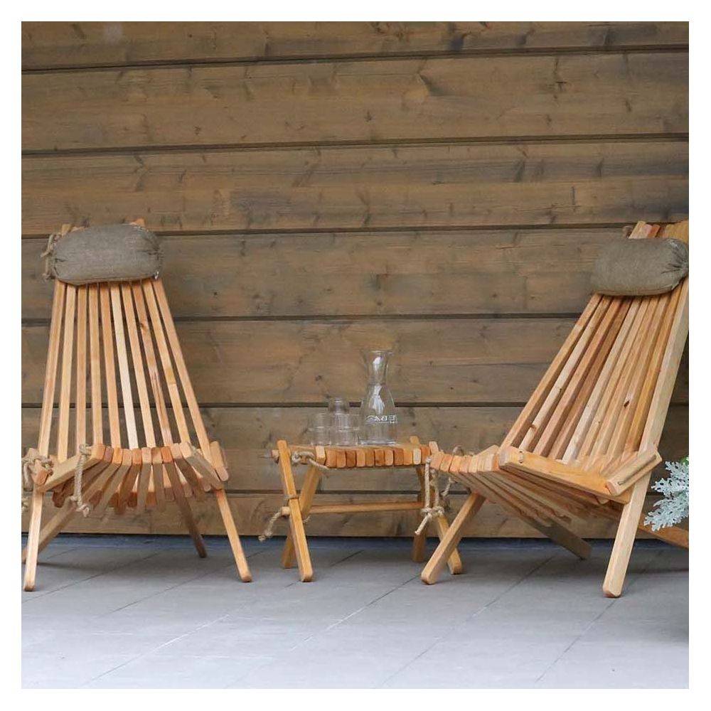 Ecofurn - Chilienne en bois EcoChair avec coussin (Lot de 2) Bois d'aulne - Imagen 2