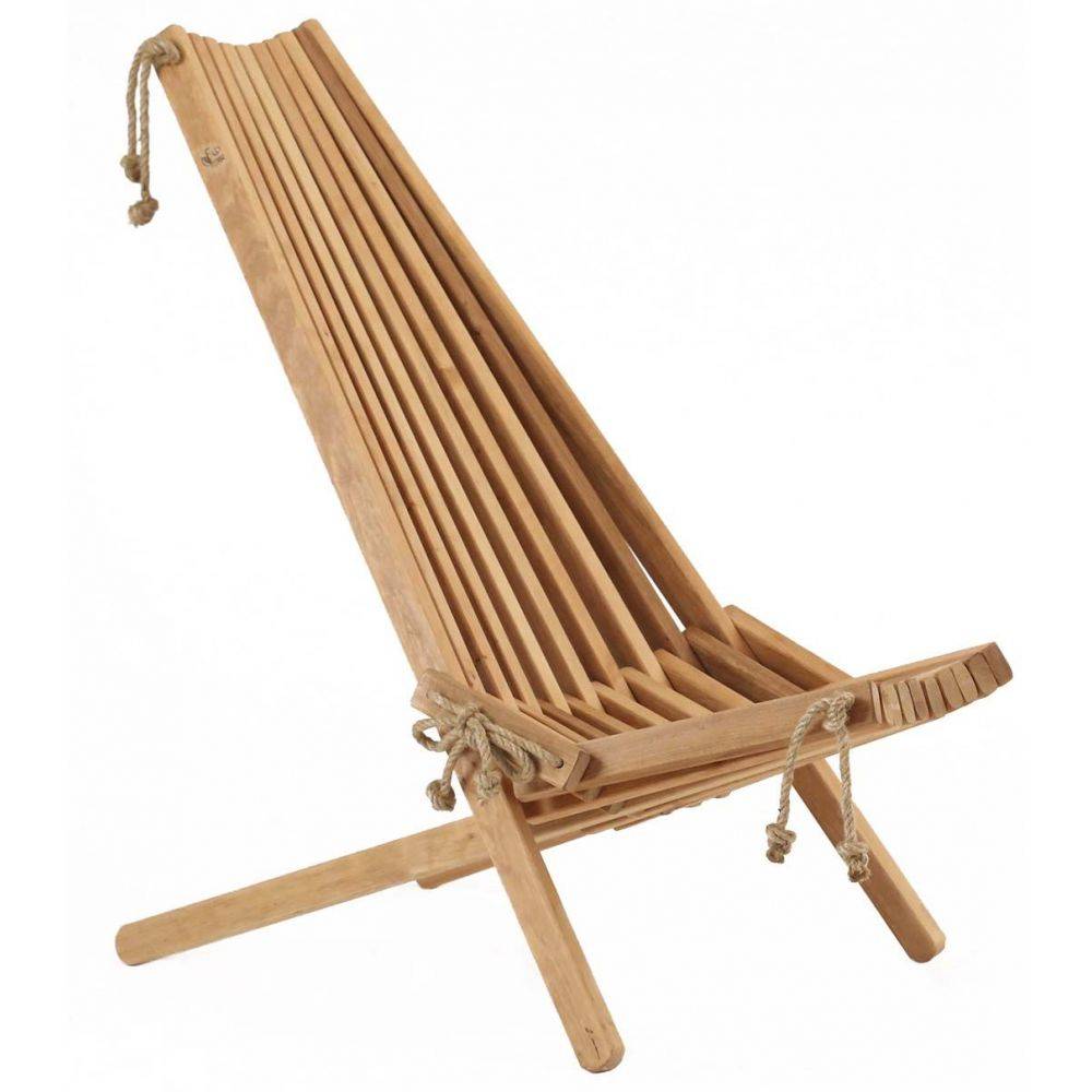 Ecofurn - Chilienne en bois EcoChair avec coussin (Lot de 2) Bois d'aulne - Imagen 4