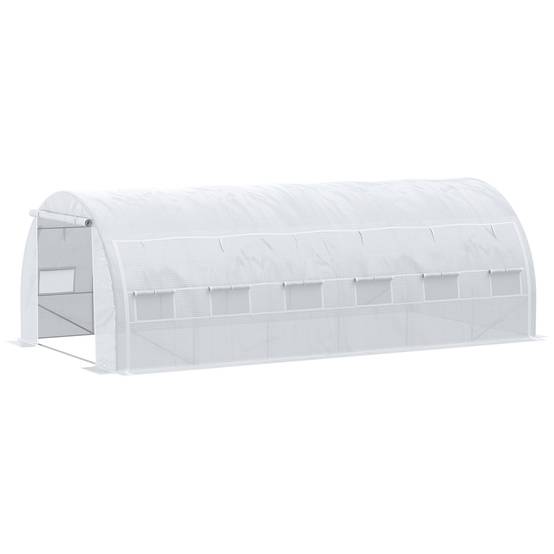 Très Grande Serre Tunnel 18m² Acier galvanisé 12 fenêtres et parois enroulables 6x3x2m Blanc - ComfortXL Outdoor Living - Image 1