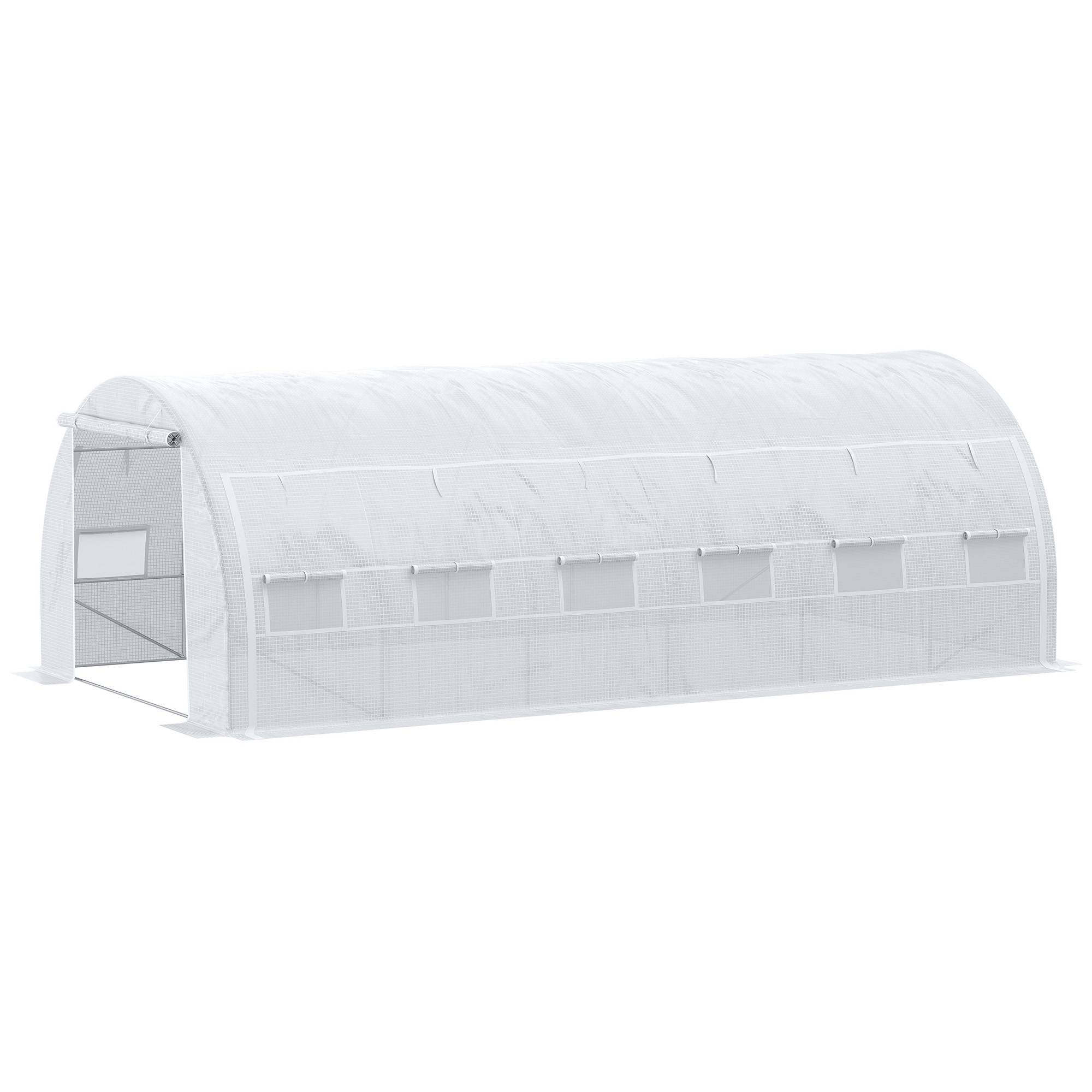 Très Grande Serre Tunnel 18m² Acier galvanisé 12 fenêtres et parois enroulables 6x3x2m Blanc - ComfortXL Outdoor Living