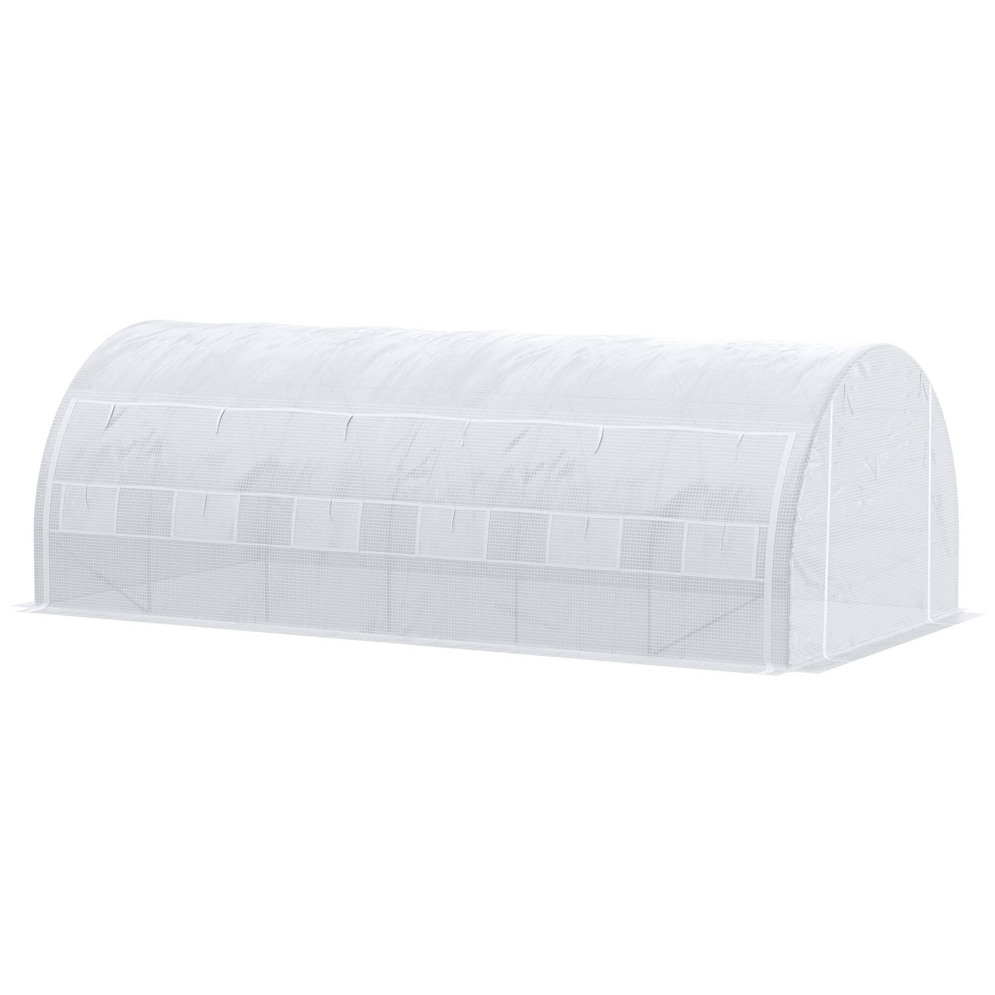 Très Grande Serre Tunnel 18m² Acier galvanisé 12 fenêtres et parois enroulables 6x3x2m Blanc - ComfortXL Outdoor Living - Image 2