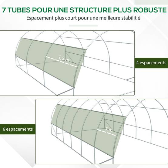Très Grande Serre Tunnel 18m² Acier galvanisé 12 fenêtres et parois enroulables 6x3x2m Blanc - ComfortXL Outdoor Living - Image 10