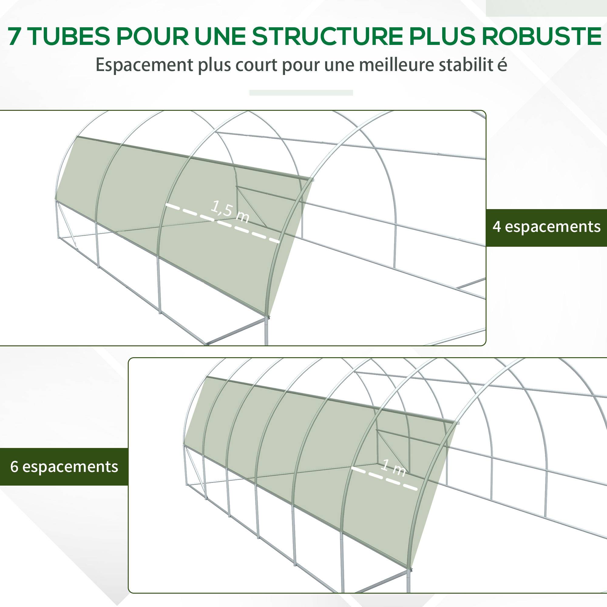 Très Grande Serre Tunnel 18m² Acier galvanisé 12 fenêtres et parois enroulables 6x3x2m Blanc - ComfortXL Outdoor Living - Image 10