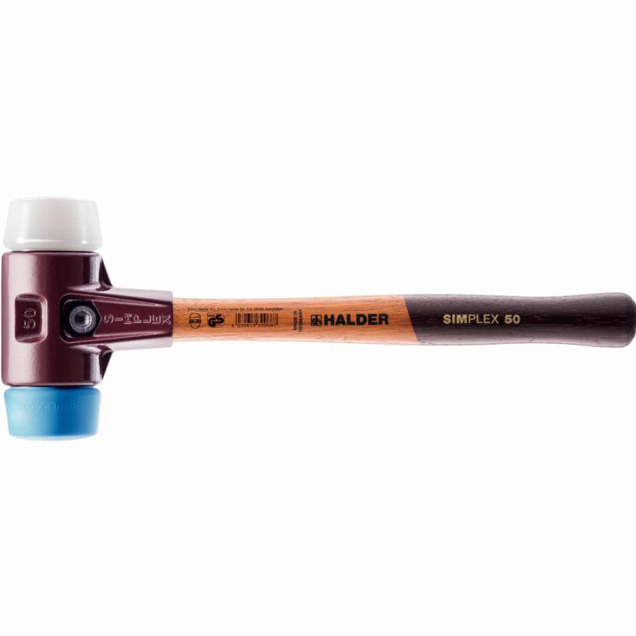 Maillet HALDER SIMPLEX TPE souple/ superplastique avec boîtier en fonte malléable et manche en bois de haute qualité - D=80 mm - 3017.080