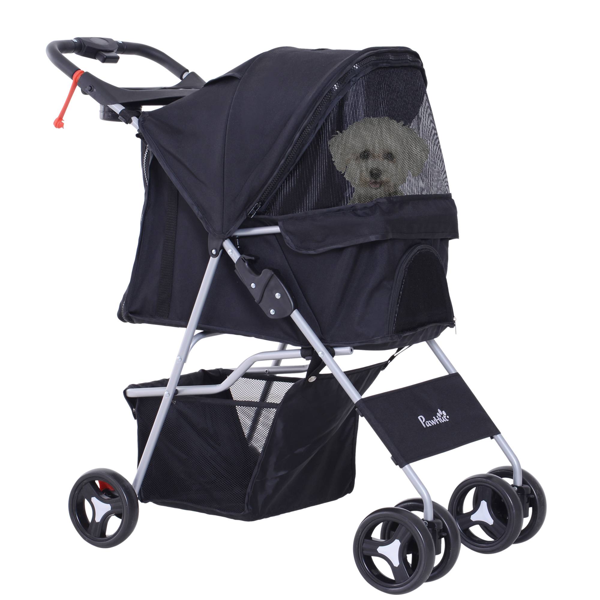 Sans Marque - Poussette buggy chiens 75x46x94 cm pliable imperméable tissu 600D Oxford 4 roues noir - Image 1
