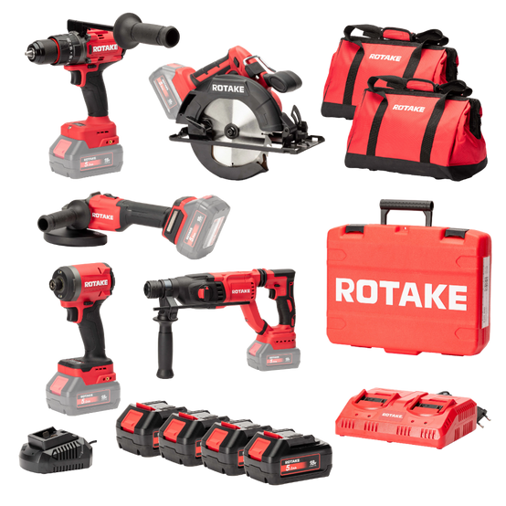 Autre - Ensemble de 5 machines ROTAKE 18V - Perceuse visseuse à percussion D2H-50D + Meuleuse G1-125 + PERFORATEUR 8902 + Scie circulaire 8303 + Visseuse à ch - Image 1
